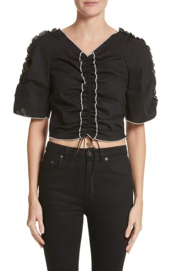 Women's Molly Goddard Nico Gathered Drawstring Top Us / 8 Uk - Black