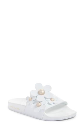 Women's Marc Jacobs Daisy Aqua Slide Sandal Us / 37eu - White
