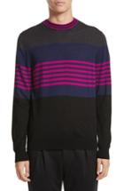 Men's Paul Smith Stripe Merino Wool Crewneck Sweater - Grey