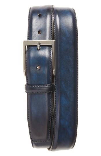 Men's Magnanni Wind Leather Belt - Royal