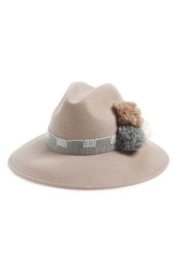 Women's Helene Berman Pompom Wool Fedora - White