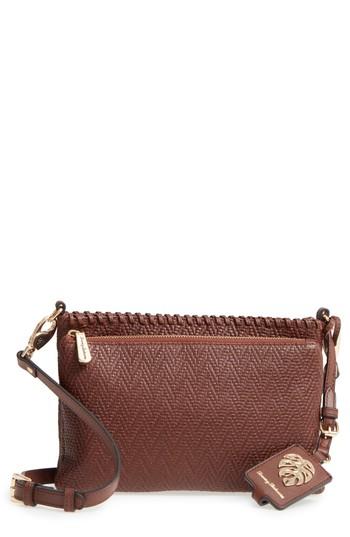 Tommy Bahama Exumas Double Top Zip Leather Crossbody Bag - Brown