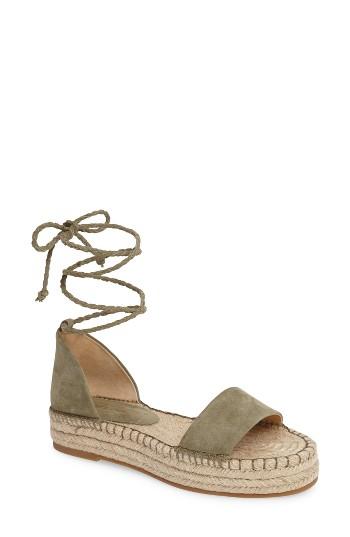 Women's Splendid Eliza Platform Ankle Wrap Espadrille .5 M - Green