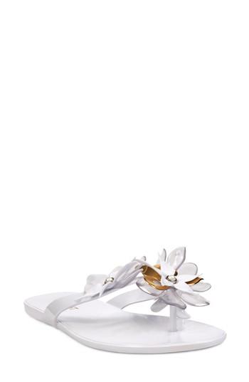 Women's Nine West Mapilo Flower Embellished Jelly Flip Flop M - White
