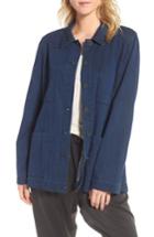Women's Eileen Fisher Soft Cotton Blend Denim Jacket, Size - Blue