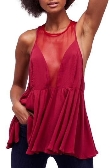 Women's Free People Black Marble Peplum Hem Tank