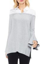 Women's Vince Camuto Bell Sleeve Mix Media Jersey Top - Grey