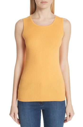 Women's St. John Collection Rib Knit Cashmere Shell, Size - Yellow