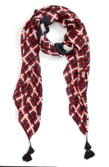 Women's Tory Burch Princess Plaid Wool Scarf, Size - Red
