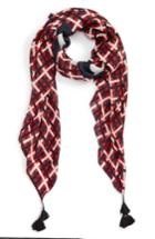 Women's Tory Burch Princess Plaid Wool Scarf, Size - Red