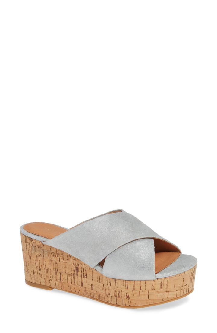 Women's Halogen Elena Platform Wedge Sandal M - Metallic