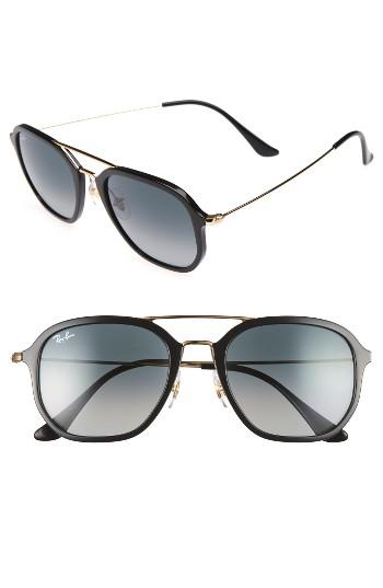 Women's Ray-ban 52mm Square Sunglasses - Black/ Gold