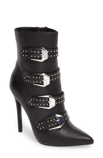 Women's Steve Madden Daryl Studded Belt Bootie .5 M - Black