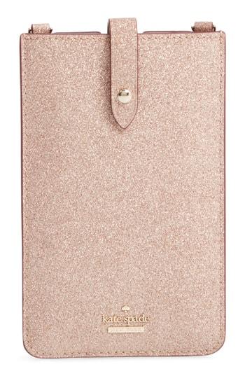 Women's Kate Spade New York Glitter Leather Iphone Crossbody Case - Pink
