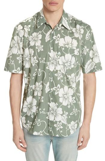Men's Our Legacy Floral Print Woven Shirt - Green