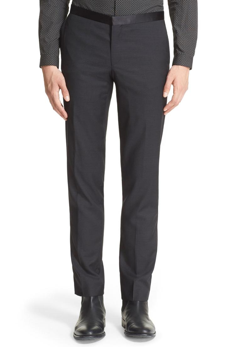 Men's The Kooples 'netting' Wool Dress Pants Eu - Black