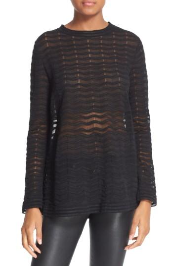 Women's M Missoni Sheer Zigzag Pullover Us / 44 It - Black