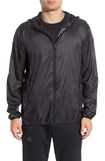Men's Adidas 3-stripes Zip Windbreaker - Black