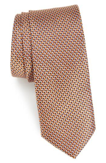 Men's Nordstrom Men's Shop Iris Solid Silk Skinny Tie, Size - Orange