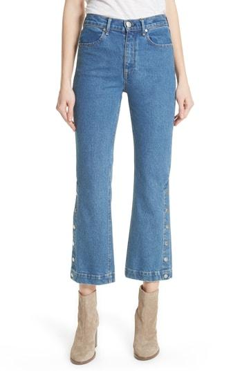 Women's Rag & Bone/jean Dre Snap Hem Slim Fit Crop Boyfriend Jeans - Blue