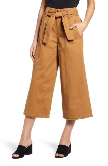Women's Moon River Tie Waist Culottes - Beige