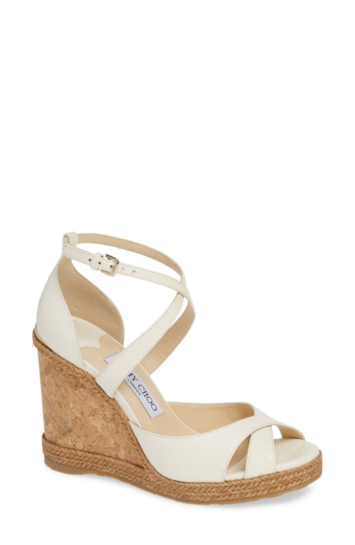 Women's Jimmy Choo Alanah Espadrille Wedge Sandal Us / 34eu - White