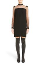 Women's Givenchy Studded Tulle Sleeve Satin-backed Crepe Dress Us / 42 Fr - Black