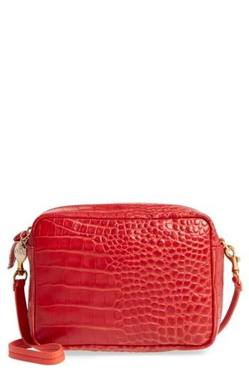 Clare V. Midi Sac Supreme Croc Embossed Leather Crossbody Bag - Red