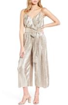 Women's Love, Fire Tie Waist Plisse Jumpsuit - Metallic