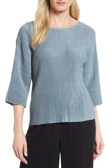 Women's Eileen Fisher Metallic Hemp Blend Sweater - Blue