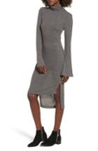 Women's Bell Sleeve Turtleneck Midi Dress - Grey