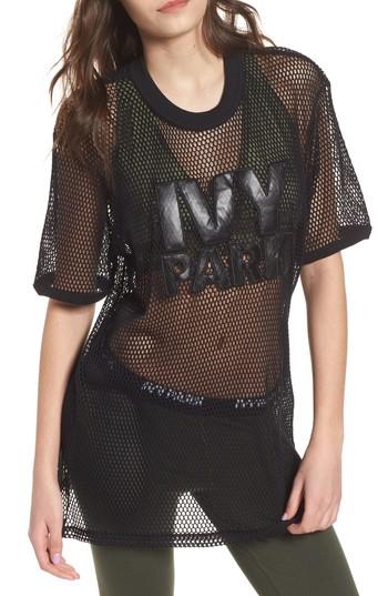 Women's Ivy Park Festival Logo Mesh Tee, Size - Black