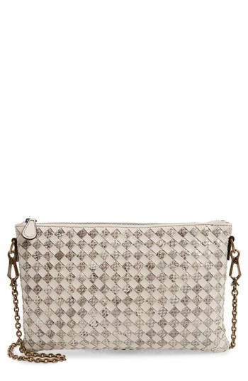 Bottega Veneta Ayers Genuine Snakeskin & Leather Crossbody Bag - White