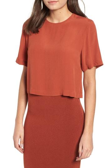 Women's Leith Crewneck Crop Top, Size - Brown