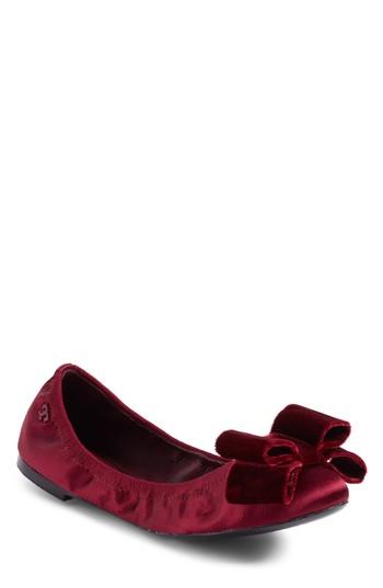 Women's Tory Burch Viola Bow Ballet Flat .5 M - Burgundy