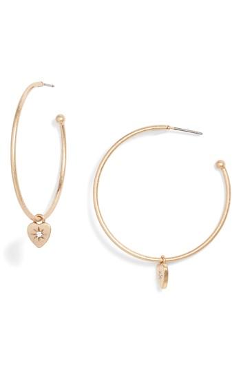 Women's Treasure & Bond Heart Charm Hoop Earrings