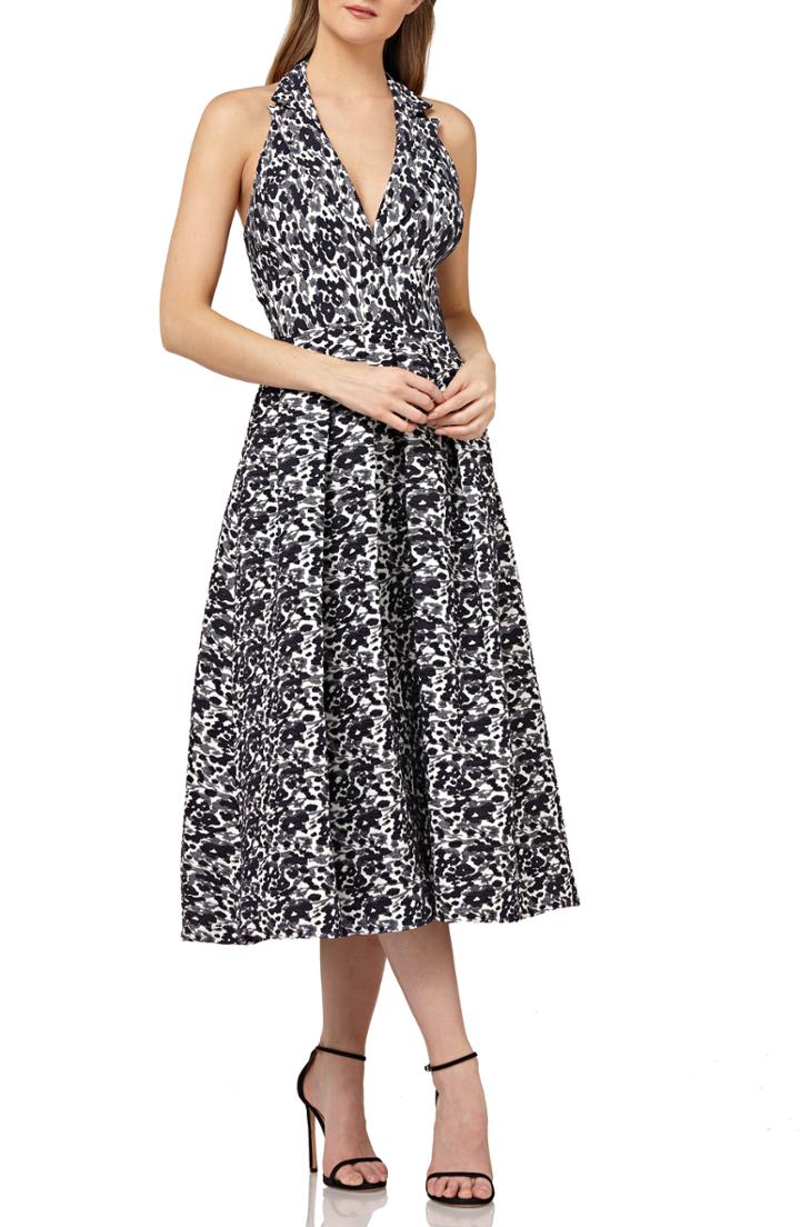 Women's Kay Unger Halter Tea Length Dress - Blue