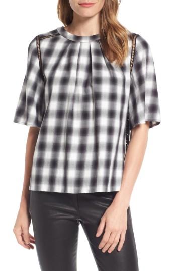 Women's Nordstrom Signature Lace Back Plaid Top