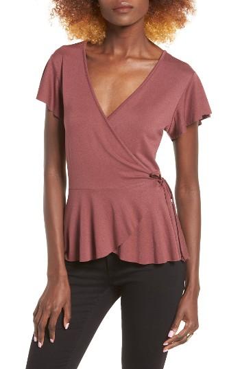 Women's Leith Ruffle Wrap Top - Burgundy