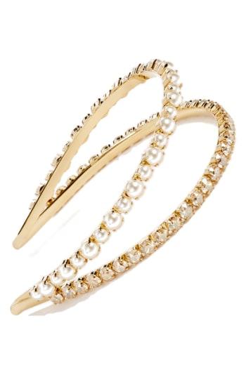Miu Miu 'classic' Bead & Crystal Double Headband, Size - Metallic
