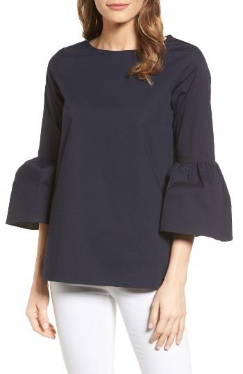 Petite Women's Gibson Bell Sleeve Poplin Top, Size P - Blue