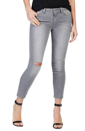 Women's Paige Transcend - Verdugo Ripped Crop Skinny Jeans - Grey