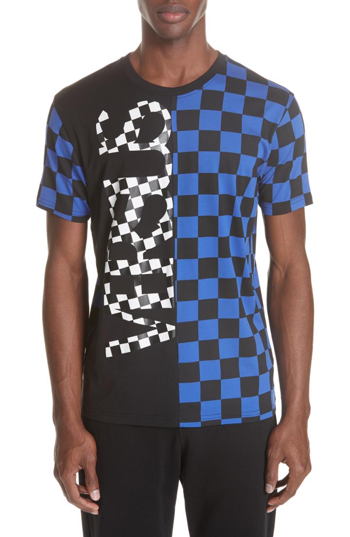 Men's Versus Versace Check Print T-shirt - Blue