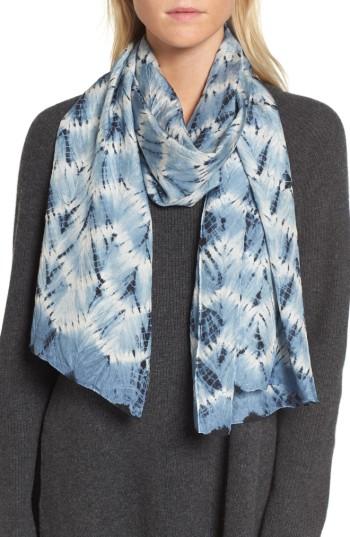 Women's Eileen Fisher 'tempo' Silk Scarf, Size - Blue