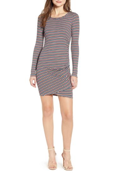 Women's Love, Fire Ruched Stripe Minidres - Grey