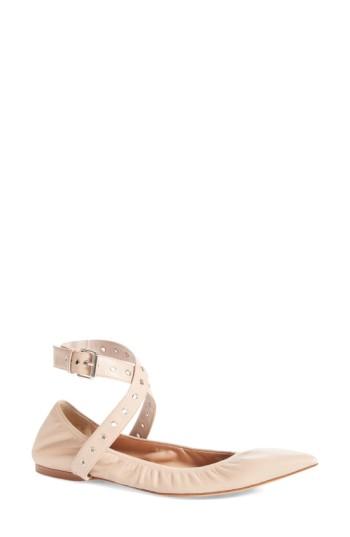 Women's Valentino Garavani 'love Latch' Pointy Toe Flat .5us / 37.5eu - Beige