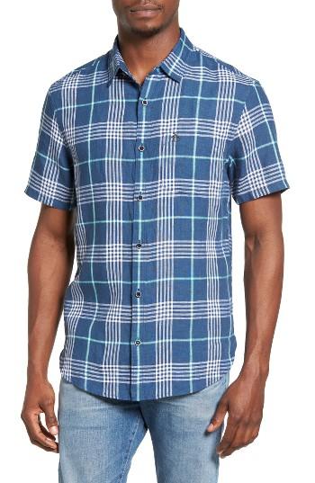 Men's Original Penguin Extra Trim Fit Plaid Woven Shirt - Blue