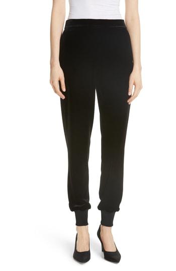 Women's Tibi Stretch Velvet Jogger Pants - Black
