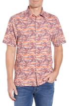 Men's Tommy Bahama Rio Geo Short Sleeve Silk Blend Sport Shirt - Orange