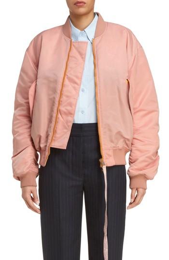 Women's Acne Studios Clea Crop Bomber Jacket Us / 40 Eu - Coral